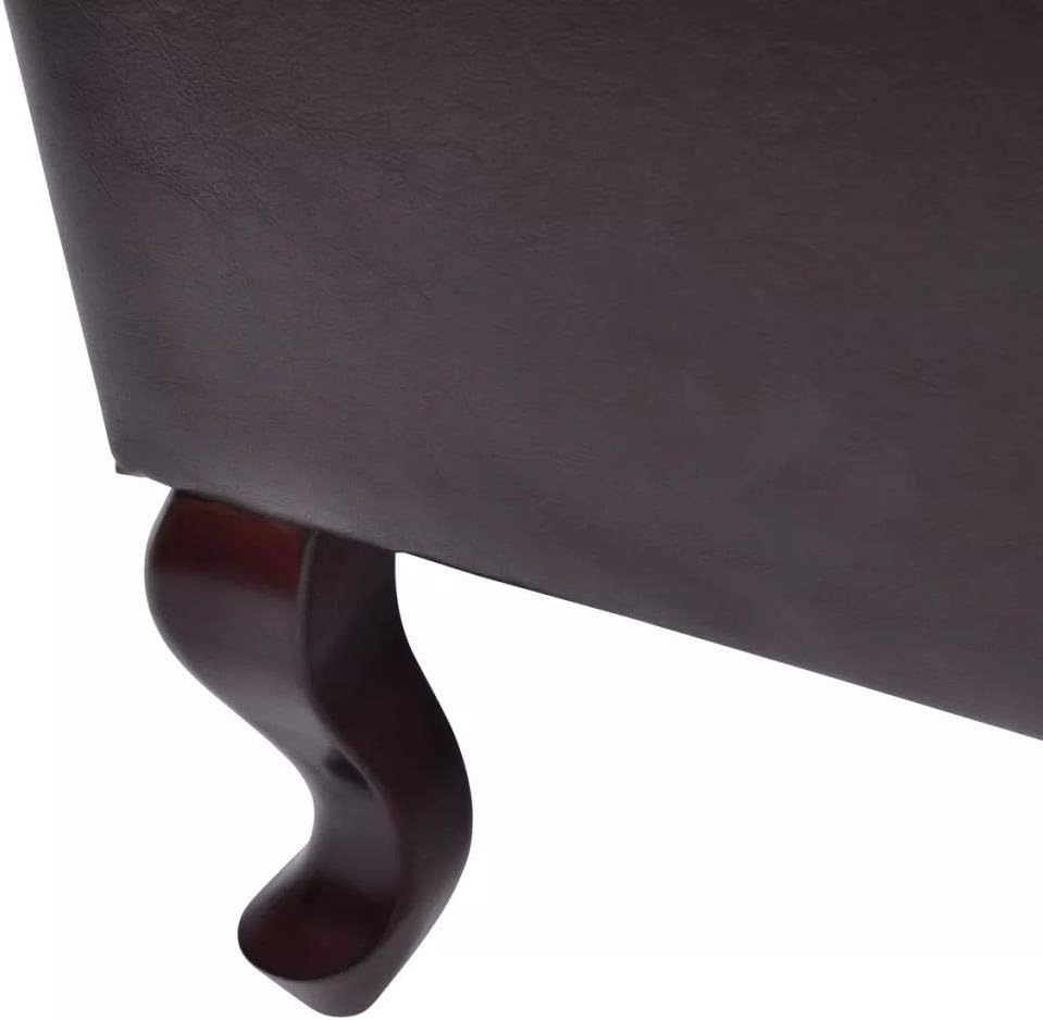 Tv-fauteuil – Relaxfauteuil – Fauteuil met Voetenbank – Relaxstoel – Kunstleren Fauteuil – Chesterfield Design – Kunstleer Bekleding – Stevige Houten Poten