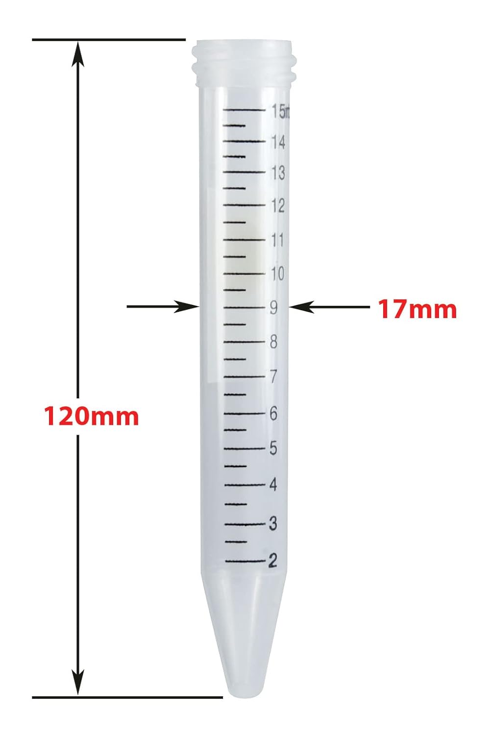 Globe Scientific 6286 Polypropyleen Centrifuge Buis met bijgevoegde blauwe Flat Top Schroefdop, Sterile, Bedrukte Afstudering, Rekpakket, 15mL Capaciteit (Case of 500)