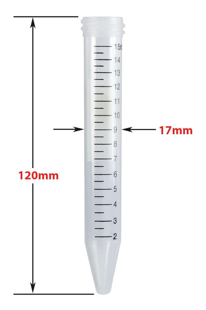 Globe Scientific 6286 Polypropyleen Centrifuge Buis met bijgevoegde blauwe Flat Top Schroefdop, Sterile, Bedrukte Afstudering, Rekpakket, 15mL Capaciteit (Case of 500)