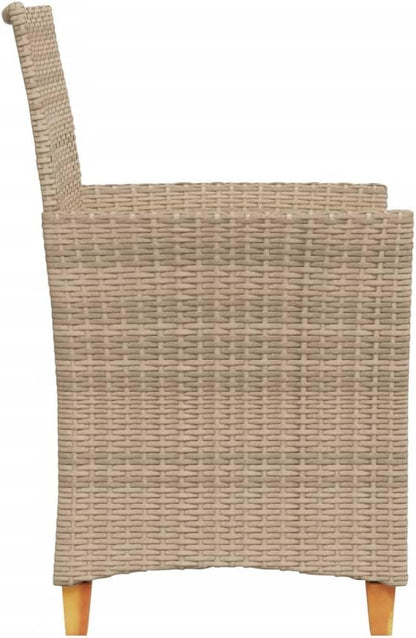 Tuinstoelen – Lounge Stoelen – Camping Stoelen – Terras Stoelen – Tuinstoel Beige – Weerbestendig Poly Rattan – Comfortabele Dikke Kussens