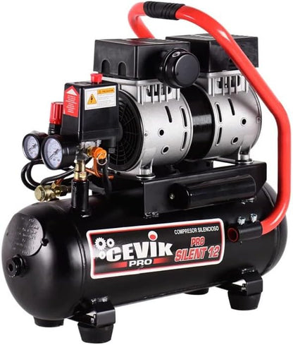 Luchtcompressor – Compressor – Aircompressor – Drukcompressor – Persluchtcompressor – 12 Liter Tank – Stille Olievrije Motor 1 pk