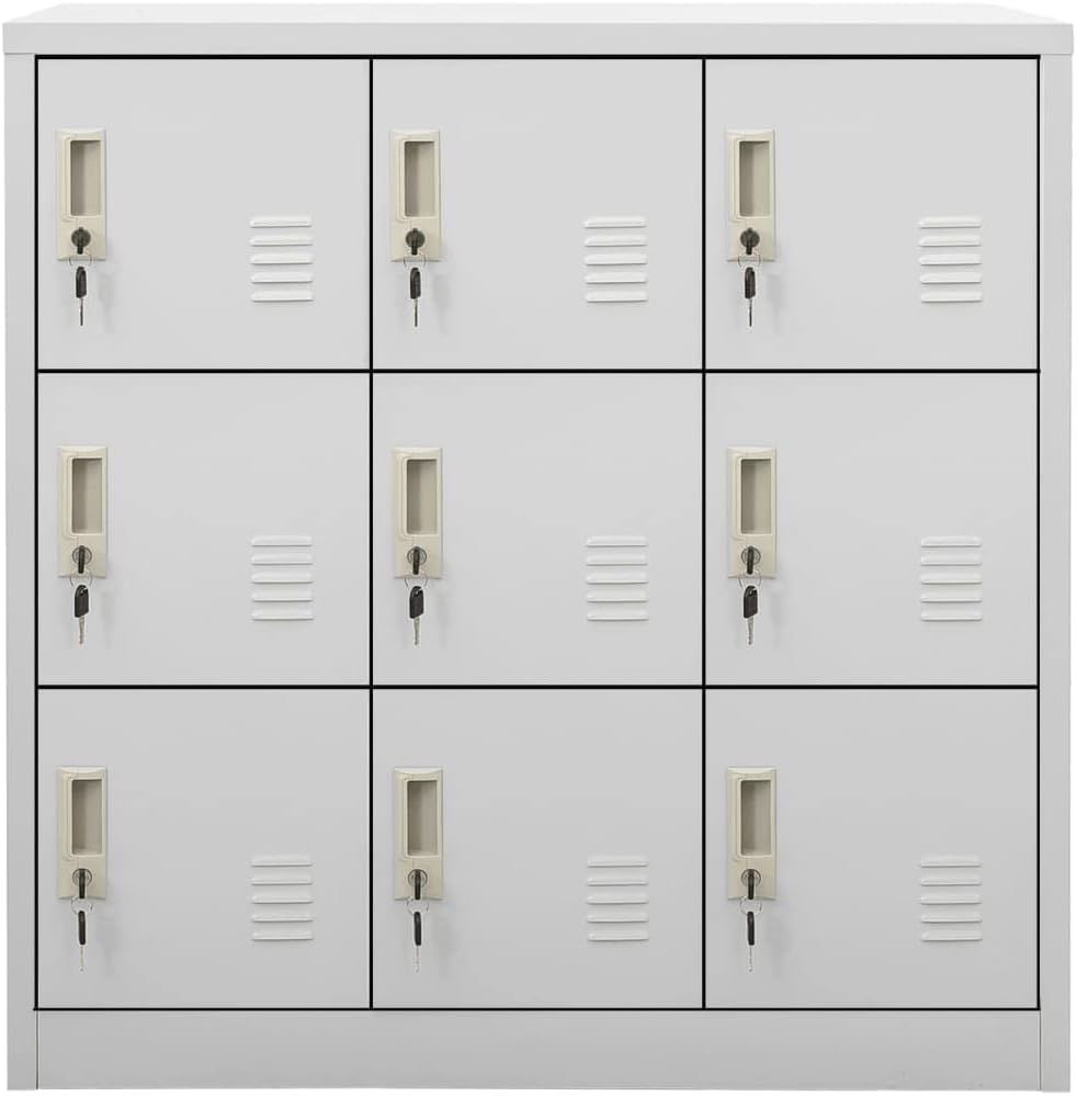 vidaXL Locker cabinet 90x45x92.5cm steel light grey, locker cabinet, wardrobe, closet, locker cabinets, wardrobes, wardrobes, office cabinet, office cabinets - QUORE