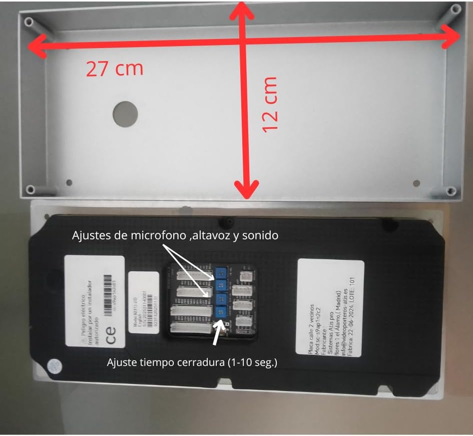 Deurintercom, 2 draden, Vandaalbeveiliging, met RFID-lezer, compleet met telefoons, stroomvoorziening | zeer eenvoudig te installeren. Installatie of oppervlak (16 appartementen)