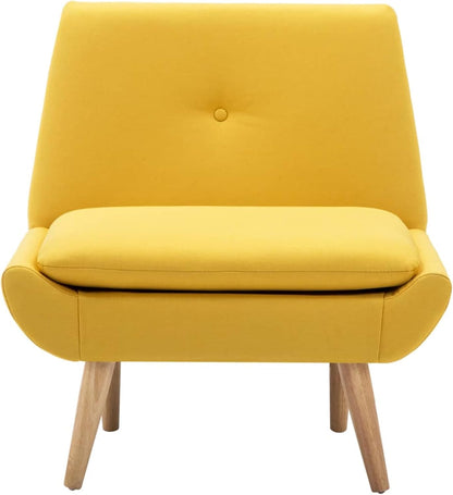 Eetkamerstoel Geel – Stoel Zonder Armleuning – Dining Chair – Woonkamerstoel – Stoffen Stoel – Rubberen Poten – Comfortabele Zitting 8 cm Dik – Lichtgewicht en Duurzaam