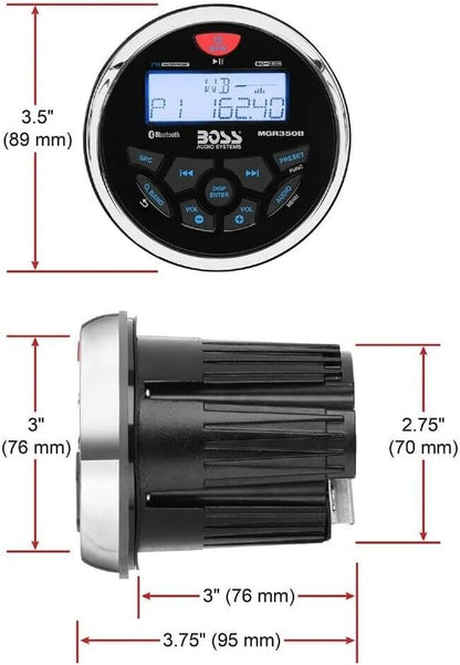 Maritieme Audio-Set – Marine Kit – Boot Stereo – Maritieme Radio – Speakerset – IPX6 Waterbestendig – Bluetooth, AM/FM En NOAA-weerband