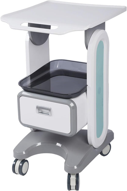 50 kg draagbare medische wagen met groot werkblad, enkele lade en universele rol voor schoonheidssalon, laboratorium, tandheelkundige kliniek