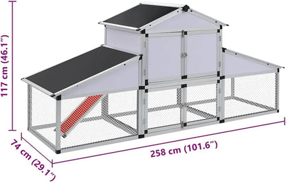 Kippenren – Kippenhok – Hennenren – Kippenkooi – Nachthok – Aluminium Frame – Ruim Met Legnest En Uitschuifbare Lade