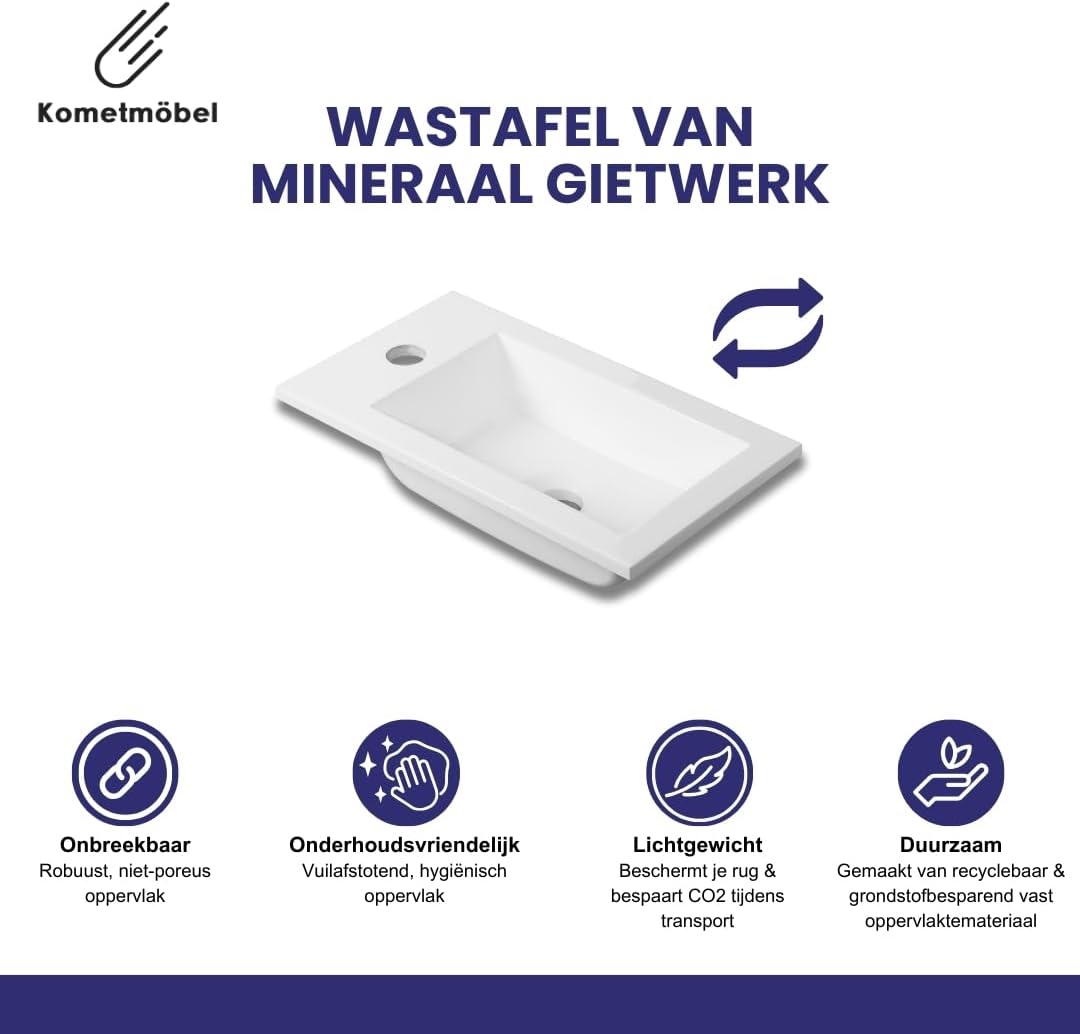 wastafel met onderkast 40 cm voorgemonteerd klein (Zwart, Met spiegel)