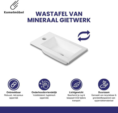 wastafel met onderkast 40 cm voorgemonteerd klein (Zwart, Met spiegel)
