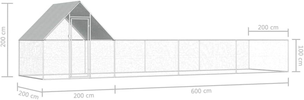Tidyard Large chicken coop made of galvanised steel, 8 x 2 x 2 m with waterproof roof, suitable for chickens, goose duck - QUORE
