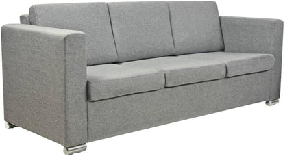 vidaXL 3 Seater Sofa Sofa Seating Sofa Three Seater Sofa Three Seater Sofa Chair Fabric Light Grey - QUORE