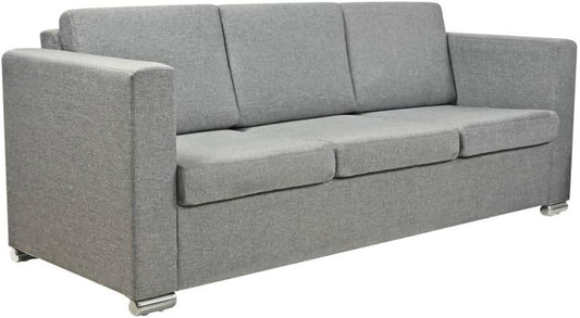 vidaXL 3 Seater Sofa Sofa Seating Sofa Three Seater Sofa Three Seater Sofa Chair Fabric Light Grey - QUORE