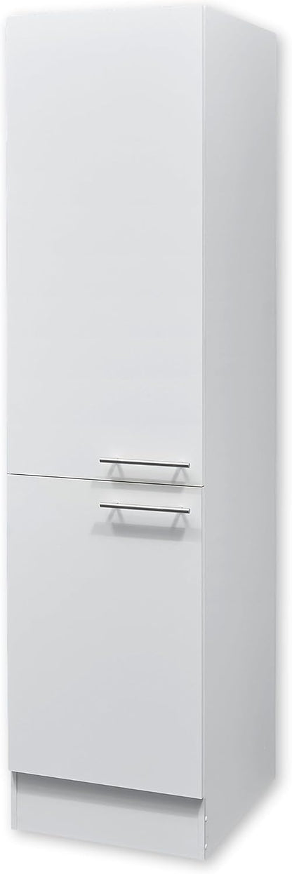 EDDY Moderne voorraadkast keuken in mat wit - ruime keukenkast met veel opbergruimte - 50 x 200 x 57 cm (b x h x d)