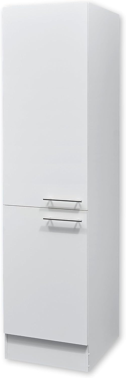 EDDY Moderne voorraadkast keuken in mat wit - ruime keukenkast met veel opbergruimte - 50 x 200 x 57 cm (b x h x d)