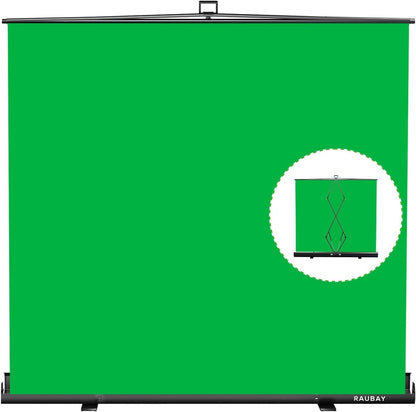 【Bredere stijl】 RAUBAY 200 x 200 CM groot opvouwbaar groen scherm achtergrond draagbaar intrekbaar Chroma Key paneel fotoachtergrond met standaard voor videoconferentie, fotostudio, streaming