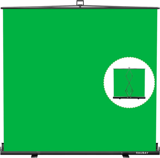 【Bredere stijl】 RAUBAY 200 x 200 CM groot opvouwbaar groen scherm achtergrond draagbaar intrekbaar Chroma Key paneel fotoachtergrond met standaard voor videoconferentie, fotostudio, streaming