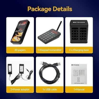 Draadloos Oproepsysteem – Pager Systeem – Restaurant Pager – Horeca Oproepunit – Klantpager – Service Countdown Timer – IP67 Waterdicht – Bereik Tot 500 Meter - QUORE