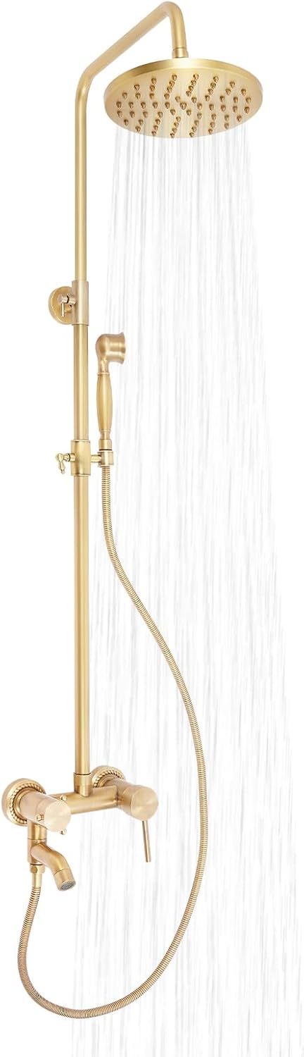 Shower Faucet Complete Set, 2-in-1 Vintage Shower System, Rain Shower, Hand Shower, Antique Retro Shower Faucet Shower Set - QUORE