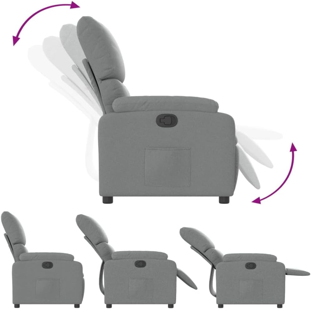 vidaXL Armchair adjustable fabric light grey, recliner chair, recliner chair, armchair, armchair, lazy chair, tv chair, stand chair, recliner chair