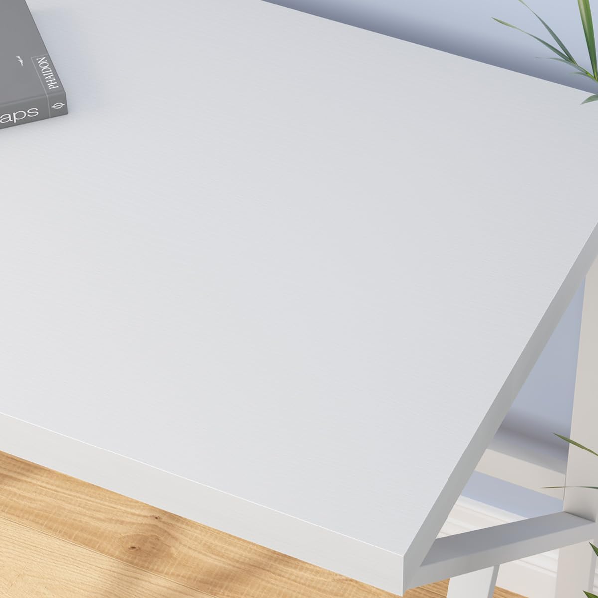 HSH Wit Bureau, Modern Home Office PC Laptop Bureau, Groot Industrieel Metalen Houten Bureau voor Executive Schrijven Werk Studie Gaming, Lange Student Computer Tafel voor Slaapkamer Woonkamer, Wit