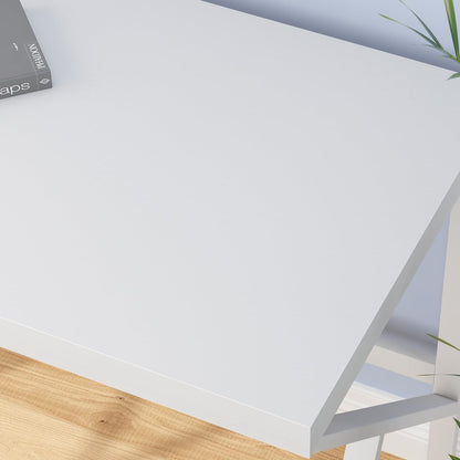 HSH Wit Bureau, Modern Home Office PC Laptop Bureau, Groot Industrieel Metalen Houten Bureau voor Executive Schrijven Werk Studie Gaming, Lange Student Computer Tafel voor Slaapkamer Woonkamer, Wit