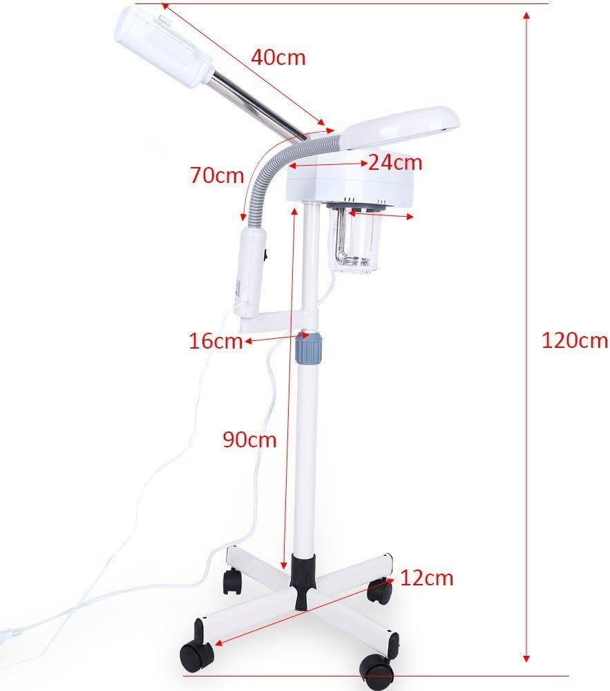 2-in-1 Professionele Vapozone met Gezichtsstoom, 5X Vergrootglas op Standaard, Esthetische Machine voor Schoonheidssalon Gezichtsverzorging