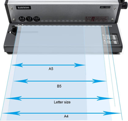 RAYSON SD-1201 Plastic kambindmachine, 21 gaten, perforeert 12 A4-bladzijden, bindt tot 200 pagina’s