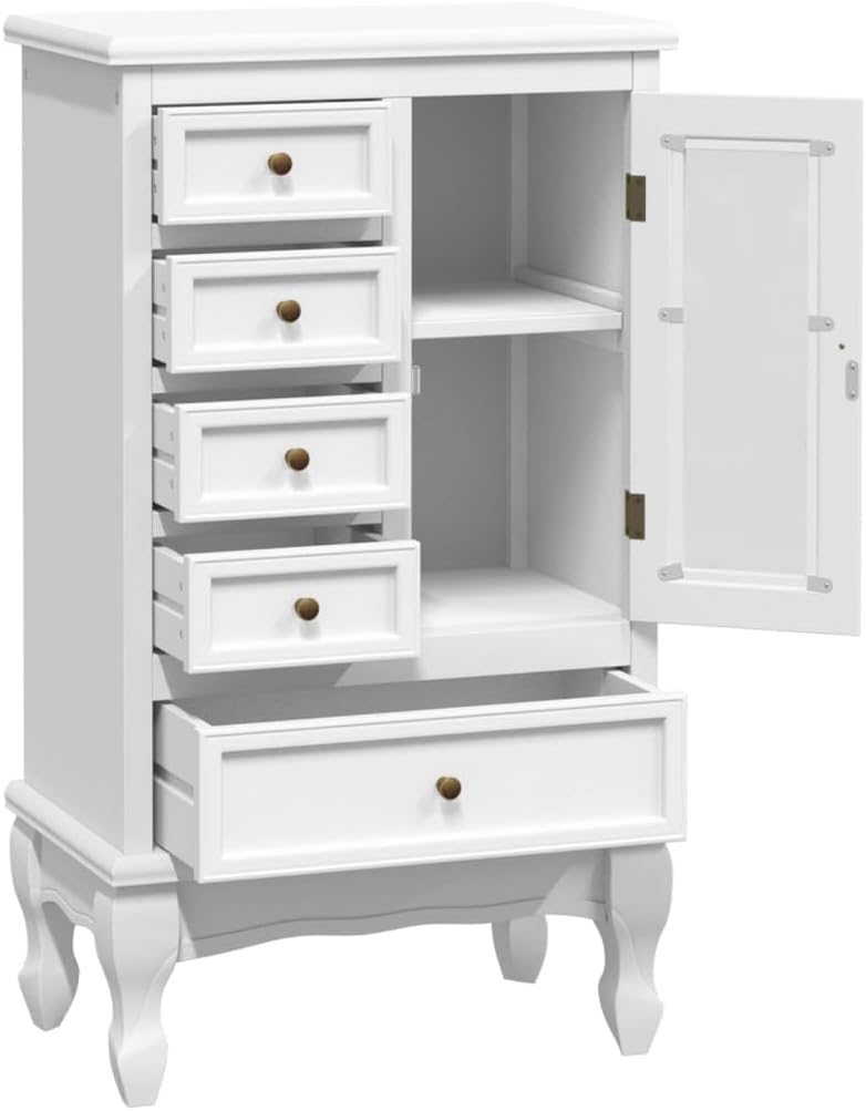5 Drawer and 2 Shelves Chest of Drawers (White) Dresser Drawers Cabinet Chest of Drawers