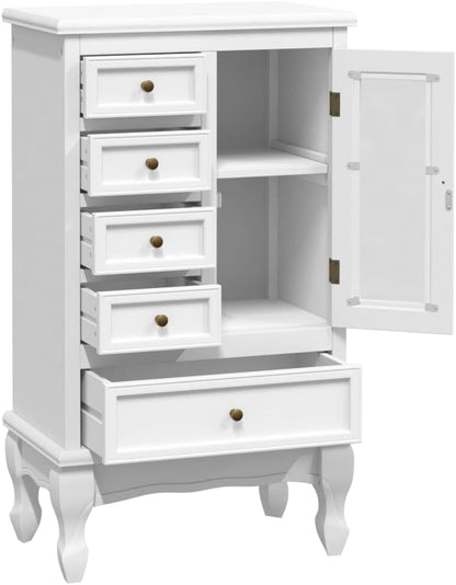 5 Drawer and 2 Shelves Chest of Drawers (White) Dresser Drawers Cabinet Chest of Drawers