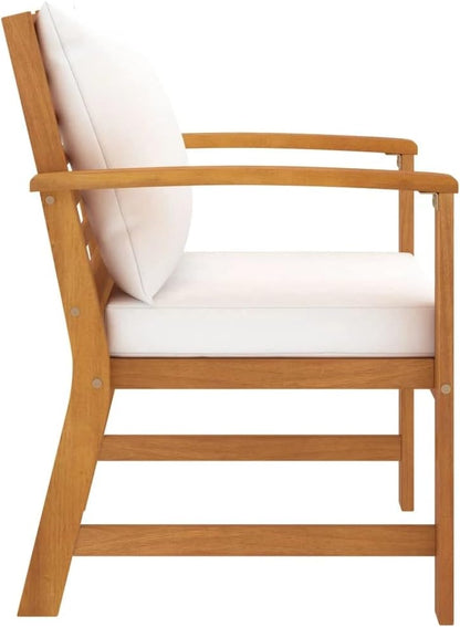 vidaXL Garden chairs 2 pcs with cream cushion solid acacia wood - QUORE