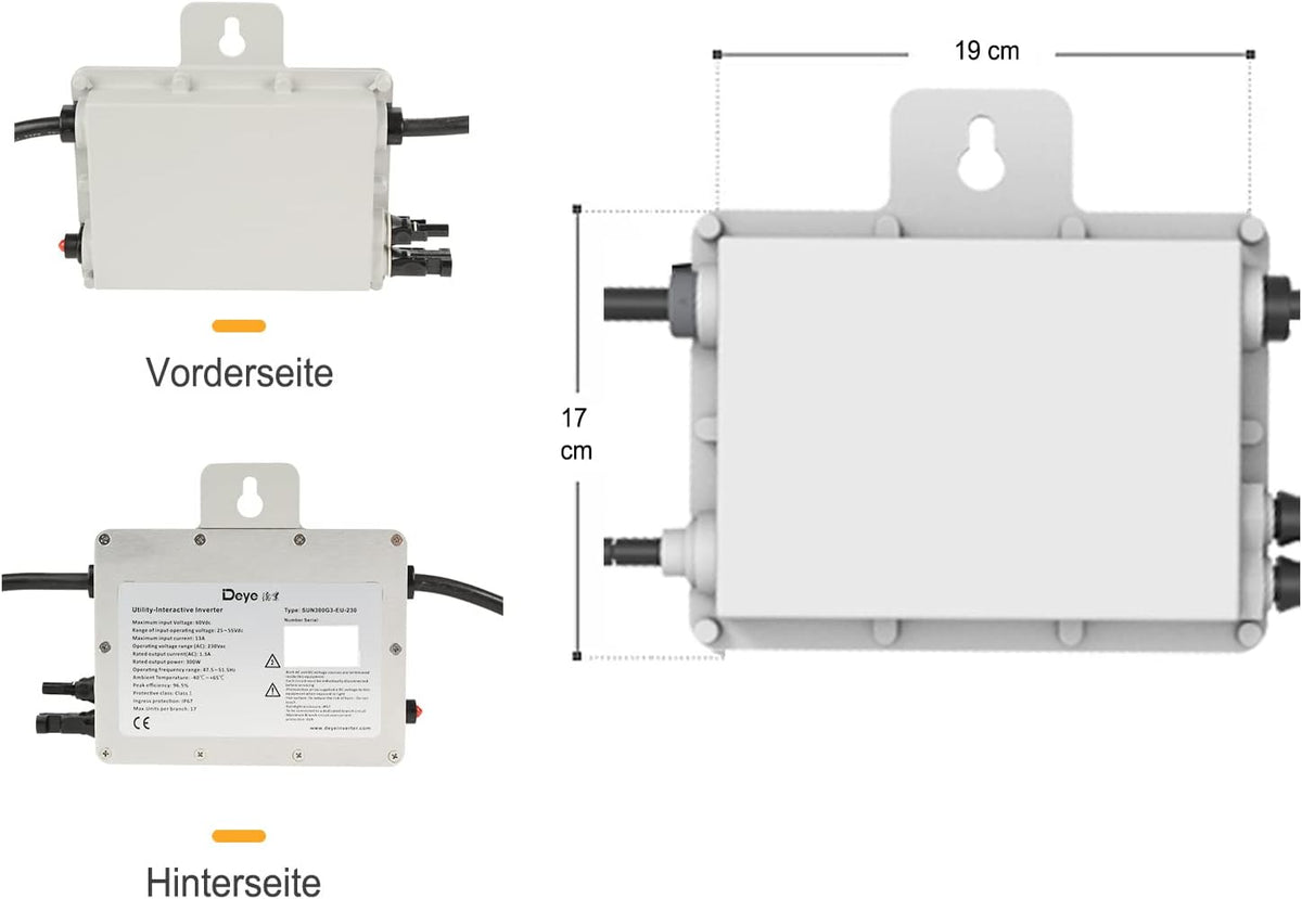 enjoy solar Deye Microomvormer, DC 20V-60V naar AC 220V-230V, geïntegreerde WiFi-module, beschermingsklasse IP67, ideaal voor balkonkrachtcentrale en mini-PV-installatie (SUN300G3-EU-230) ..