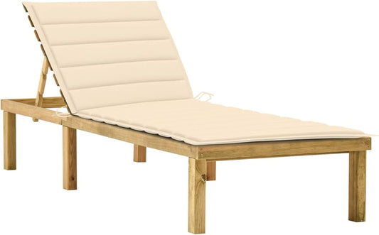 Houten Ligstoel – Houten Ligbank – Tuinligstoel – Buitenligbed – Zonneschermstoel – Verstelbare Rug- en Voetsteun – Weerbestendig Grenenhout