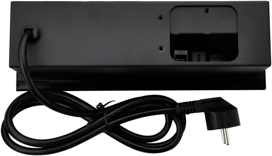 Connectiviteits-box, conferentietafel, power box met 2 stopcontacten + 1 USB-A en type C-oplader + 1 CAT6+ 1 HDMI/USB-C data (zwart) (flip up)