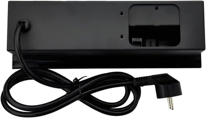 Connectiviteits-box, conferentietafel, power box met 2 stopcontacten + 1 USB-A en type C-oplader + 1 CAT6+ 1 HDMI/USB-C data (zwart) (flip up)