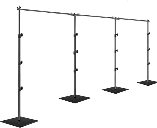 EMART Backdrop Stand met Zware Stalen Basis 2,6x9M, Verstelbare Buizen en Drapping Backdrop Systeem, Ideaal voor Verjaardagen en Bruiloften - Zwart