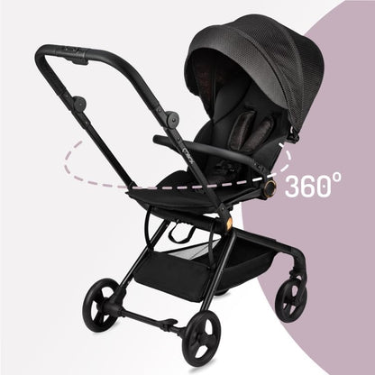 MoMi ADELLE kinderwagen voor kinderen vanaf 6 maanden (tot 22 kg), opvouwbare kinderwagen met 360° zitting en 5-punts veiligheidsgordel, boodschappenmand en draaggreep na het opvouwen