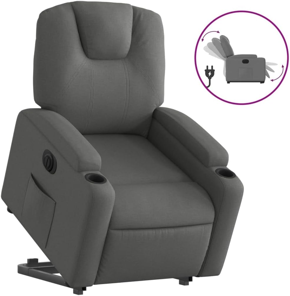 Kantelstoel Elektrisch – Relaxfauteuil – Lounge Stoel – Verstelbare Stoel – Relaxstoel – Donkergrijze Stof – Elektrische Verstelling – Opsta Functie