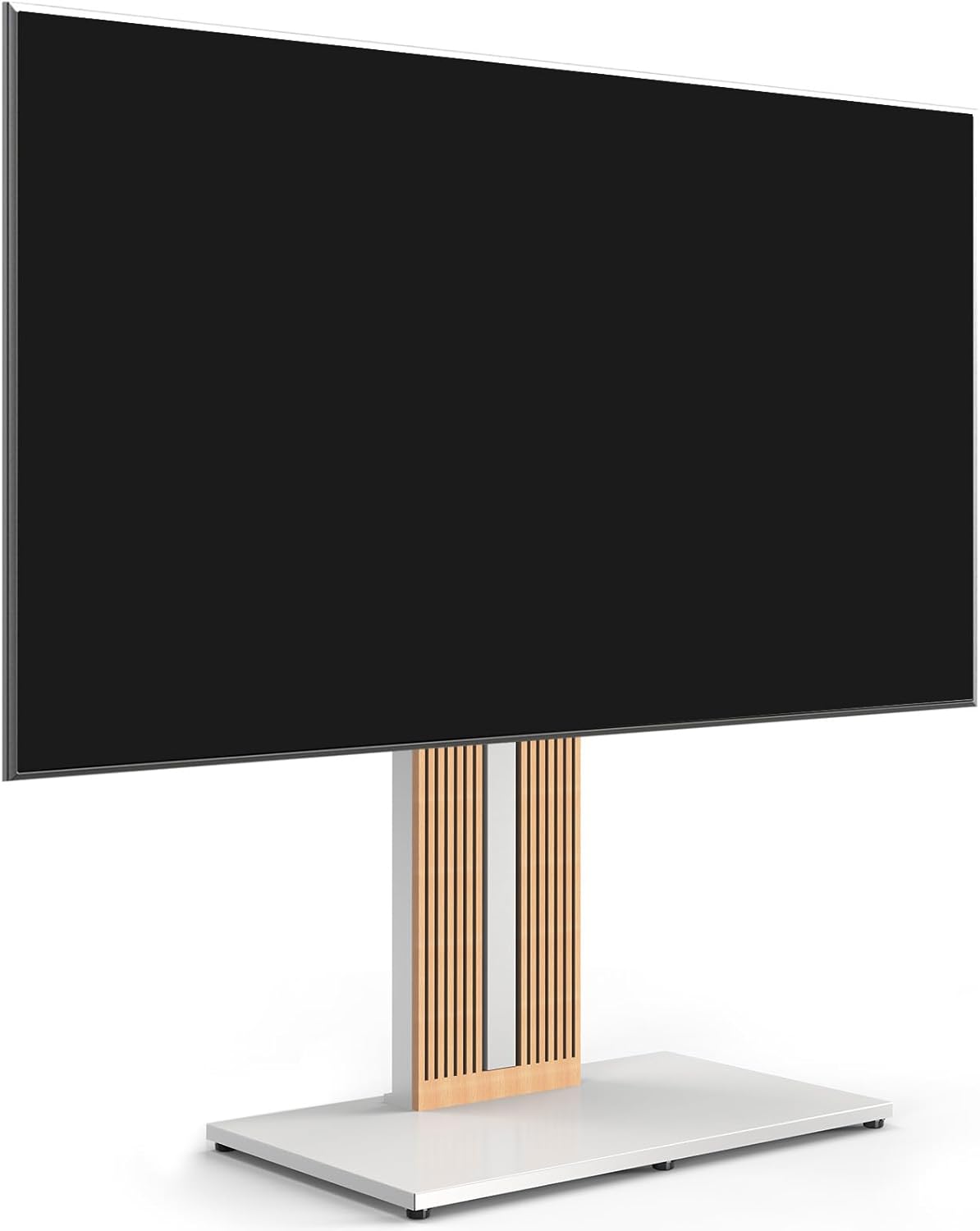 FITUEYES Design TV-standaard op standaard, voor schermen van 55 tot 88 inch, in hoogte verstelbaar, tv-kast van massief hout, draaibaar, maximale belasting 60 kg, hoek verstelbaar ± 30 graden,