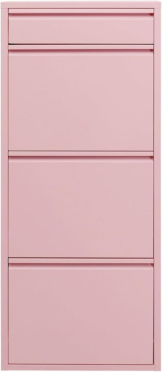KARE Design Schoenhouder Caruso 3 Plus 1, roze, staal, 4 kiepvakken, ruimte voor 6 paar schoenen, slank, ruimtebesparend, opbergruimte, hal, vloer, 115 x 50 x 15 cm (H/B/D)