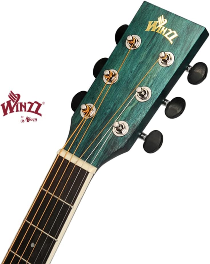Winzz 40 Inches Akoestische Staalsnarige Gitaar Beginner, Elegant Uniek Kleurenontwerp (Blauw-groen)