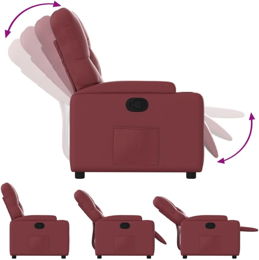 Leunstoel, wijnrood, kunstleer, meubelstuk voor woonkamer, fauteuil, relaxstoel, slaapkamerstoel, model 372507 - QUORE