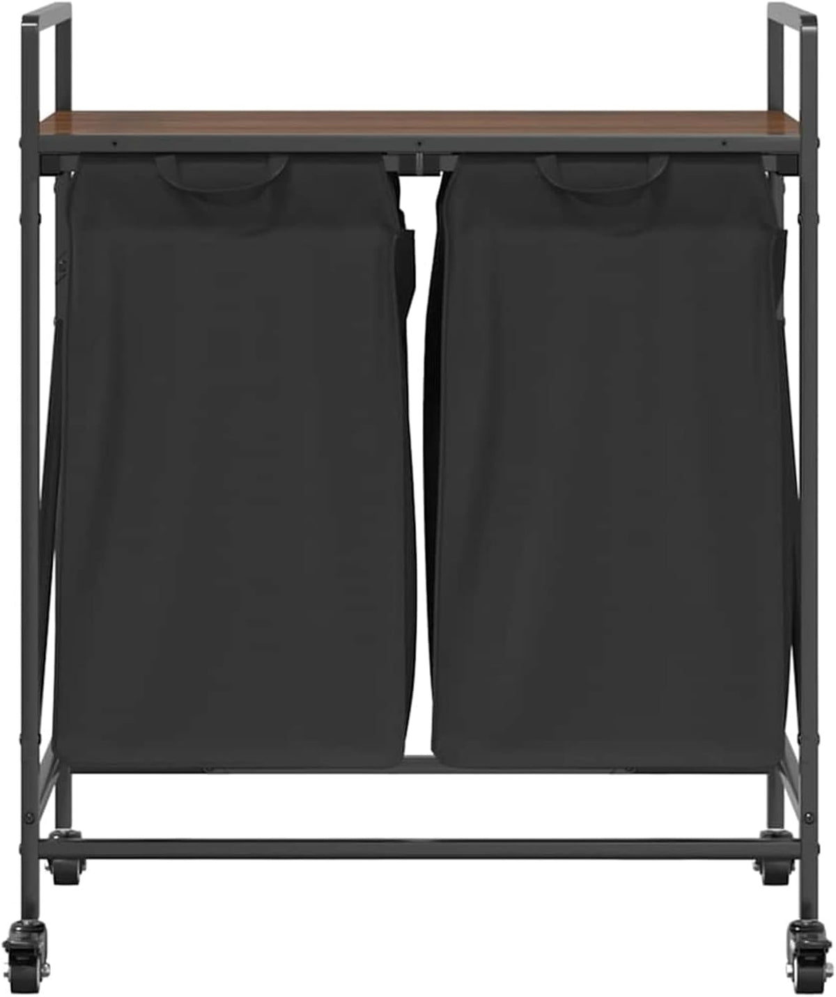 Wasmmand – Wasbak – Wascontainer – Waschmand – Wasbox – 3 Compartimenten – Sonoma Eikenhouten Plank – Uitneembare Waszakken – Wieltjes Met Rem - QUORE