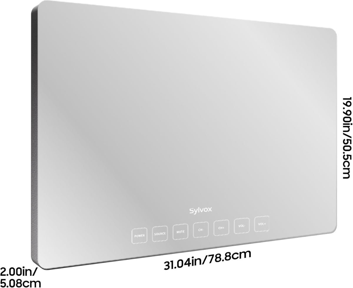 SYLVOX Smart Mirror Badkamertelevisie, badkamerspiegel, tv, 32 inch FHD, IP66 waterdicht, 12 V, Google TV 1080P, 60Hz, mobiele telefoon op tv, wifi en bluetooth, smart tv voor hotel, gym, sauna