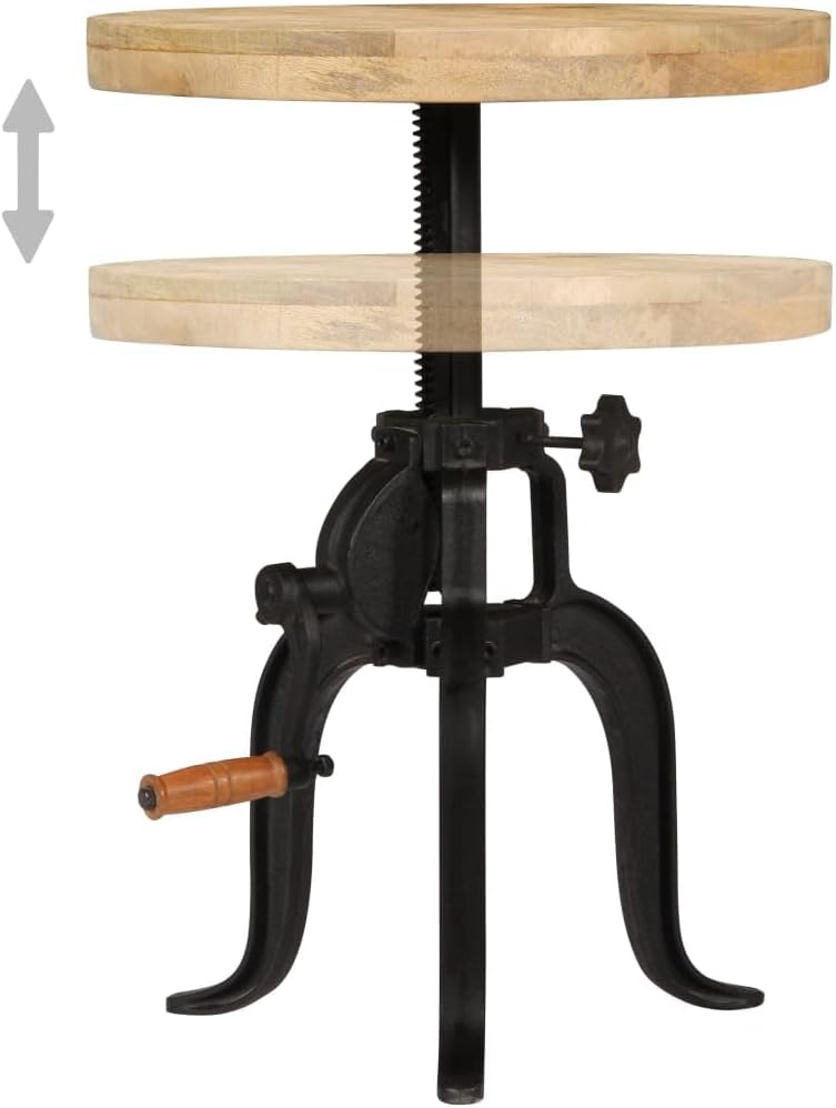 vidaXL Solid Mango Wood Side Table Cast Iron Furniture Table Living Room Table