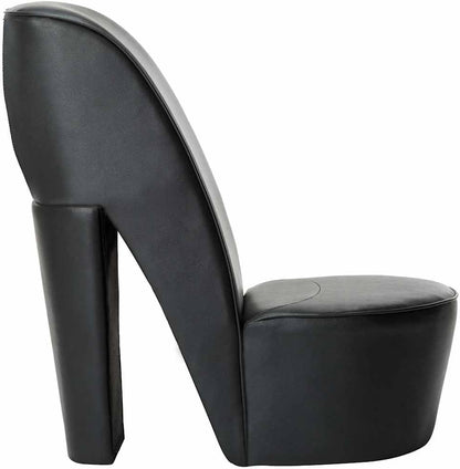 vidaXL Heeled Chair Faux Leather Black Lounge Chair Rest Chair Recliner Chair Tv Chair