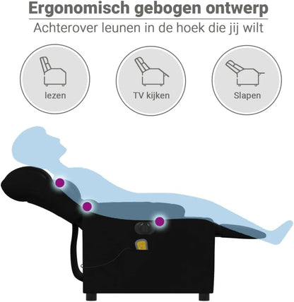 Elektrische Massagefauteuil – Relaxstoel – Massagestoel – Verstelbare Fauteuil – Lounge Stoel – 6-Punts Vibratiemassage – Stofbekleding Zwart