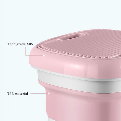 Mini Foldable Washing Machine, Portable Turbo Washing Machine, With Foldable Bath Compact Ultrasonic Turbine Washer for Travel Camping Home Apartment RV,Cyan,sterilizable - QUORE