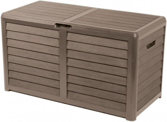 Tuinkussenbox 420L - Kussenbox voor Buiten - 117,3 x 65,3 x 54,8 cm - Opbergbox Tuin - Deksel en Hangslot - Geschikt voor Tuinkussens, Speelgoed en Gereedschap - Taupe