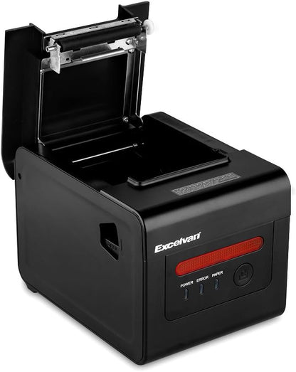 EXCELVAN HOP-H801 thermoprinter, USB-interface, 80 mm, 300 mm/sec, compatibel met Androod, iOS, Windows en Linux, zwart
