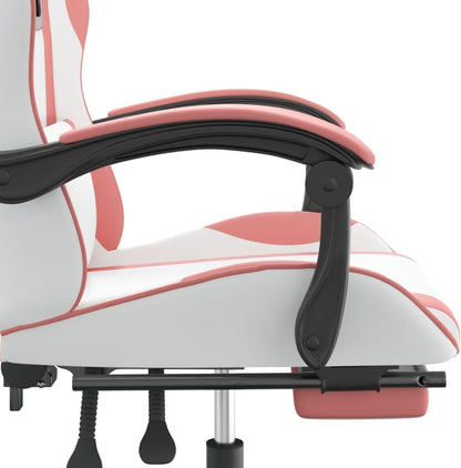 Gamingstoel – Gamestoel – Gaming Chair – Bureaustoel – Game Stoel – Verstelbare Rugleuning – Kunstleer Wit/Roze